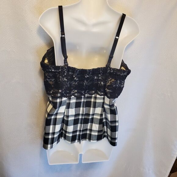Torrid Retro Chic Punk Flannel Lace Bustier Tank Top Sz XL Removable Straps Goth - Picture 5 of 11